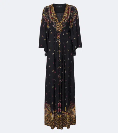 Etro Printed Maxi Dress In Black