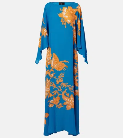 Etro Women Light Blue Printed Viscose Maxi Beach Dress