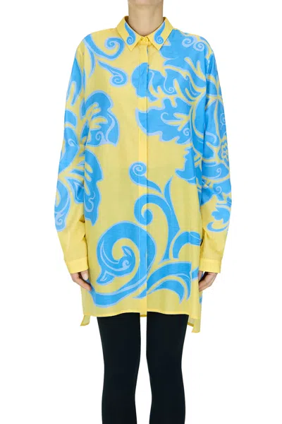 Etro Printed Maxi Shirt In Yellow