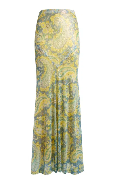 Etro Printed Maxi Skirt In Blue