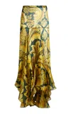 Etro Printed Mermaid Silk Maxi Skirt In Yellow