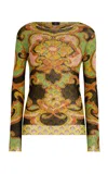 Etro Printed Mesh Top In Multi