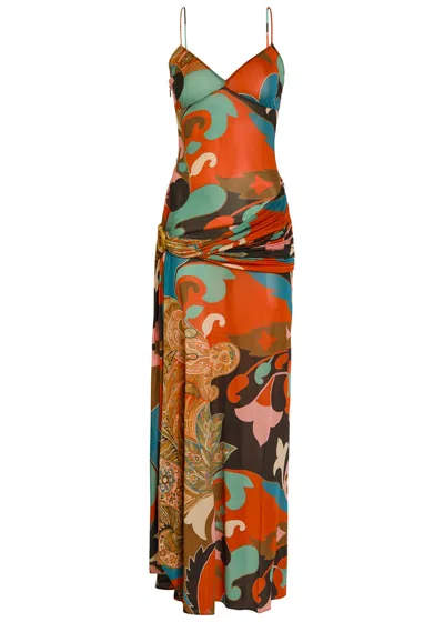 Etro Printed Mesh-jersey Maxi Dress In Multi