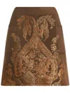 Etro Mini Skirt With Metallic Print In Brown