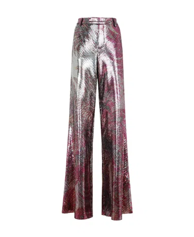 Etro Printed Micro Plates Palazzo Trousers In Multicolor