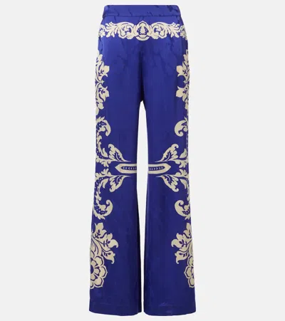 Etro Printed Mid-rise Straight Pants In Blue