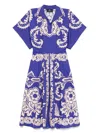 Etro Cotton Dress With Belt And Pleated Skirt