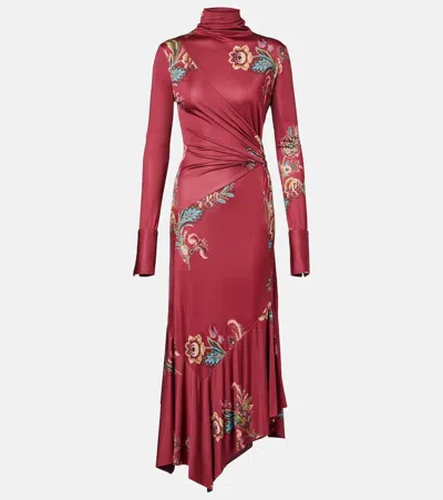 Etro Printed Midi Dress In Red
