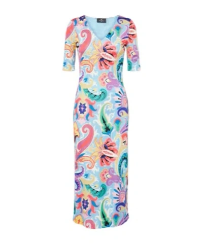 Etro Printed Midi Dress In Multi