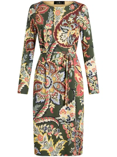 Etro Printed Midi Dress In Multi