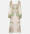 Etro Lace-trimmed Printed Crepe De Chine Midi Dress In Multicoloured