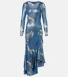 Etro Printed Midi Dress In Blue