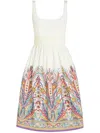Etro Floral Embroidered Midi Dress With Square Neckline In White