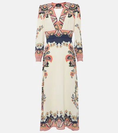 Etro Printed Midi Dress In White