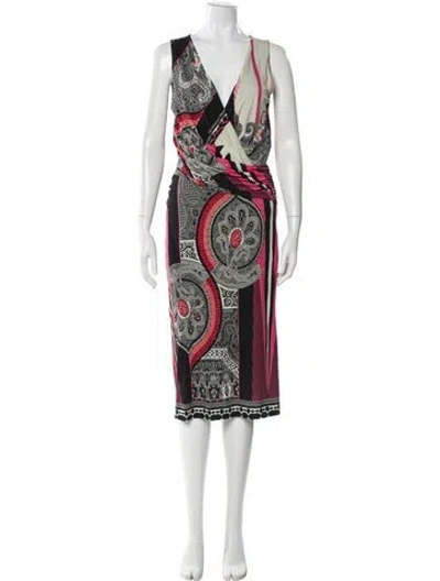 Pre-owned Etro Printed Midi Length Dress In Black