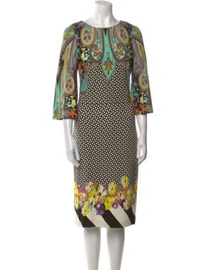 Pre-owned Etro Printed Midi Length Dress In Black