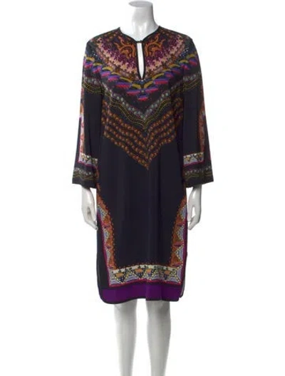 Pre-owned Etro Printed Midi Length Dress In Black