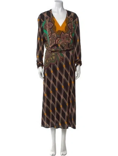 Pre-owned Etro Printed Midi Length Dress In Black