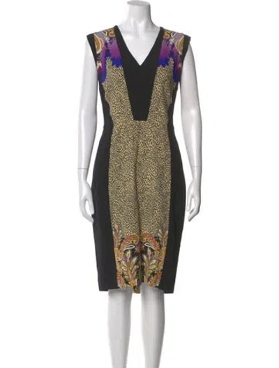 Pre-owned Etro Printed Midi Length Dress In Black