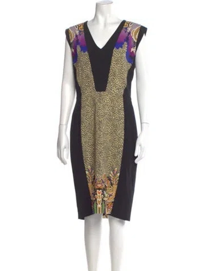 Pre-owned Etro Printed Midi Length Dress In Black