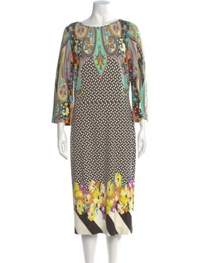 Pre-owned Etro Printed Midi Length Dress In Black