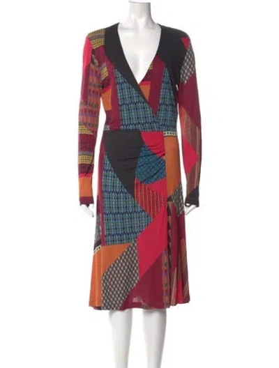 Pre-owned Etro Printed Midi Length Dress In Black