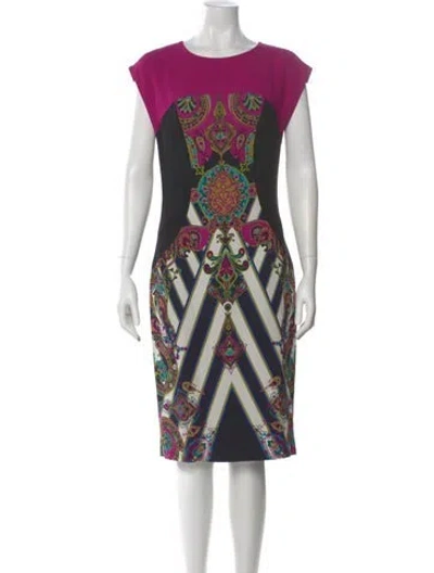 Pre-owned Etro Printed Midi Length Dress In Black