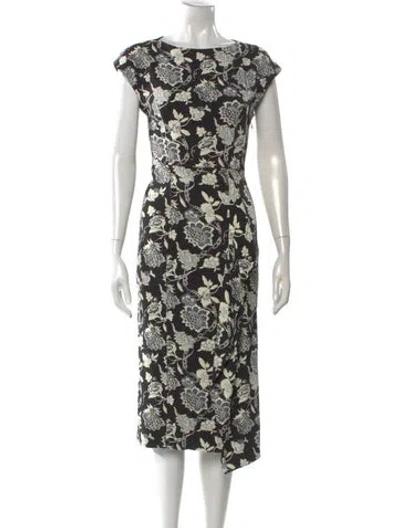 Pre-owned Etro Printed Midi Length Dress In Black