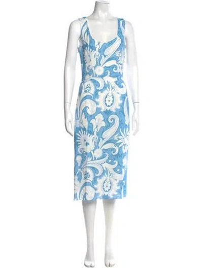 Pre-owned Etro Printed Midi Length Dress In Blue