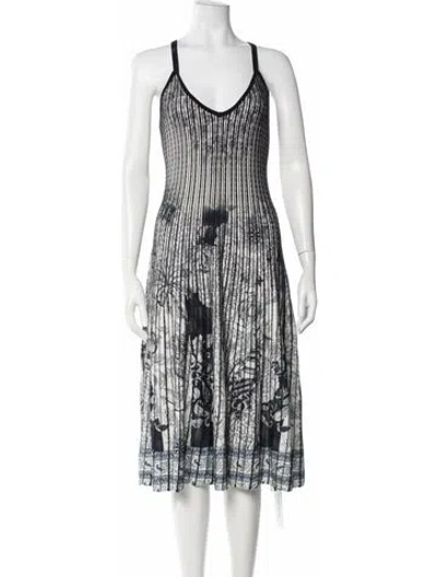 Pre-owned Etro Printed Midi Length Dress In Blue/white