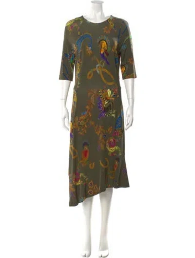 Pre-owned Etro Printed Midi Length Dress In Green