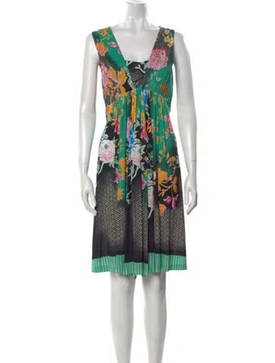Pre-owned Etro Printed Midi Length Dress In Green