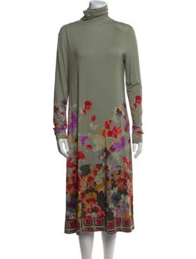 Pre-owned Etro Printed Midi Length Dress In Green