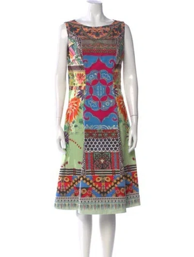 Pre-owned Etro Printed Midi Length Dress In Green