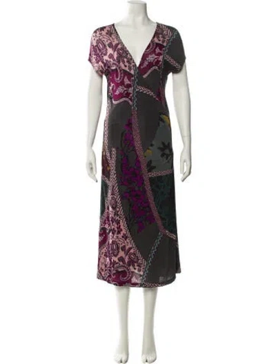Pre-owned Etro Printed Midi Length Dress In Multi