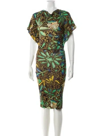 Pre-owned Etro Printed Midi Length Dress In Multi
