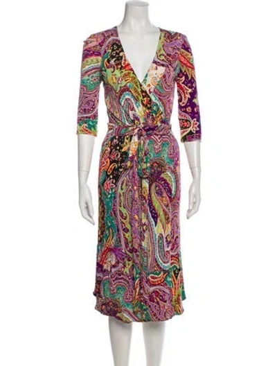 Pre-owned Etro Printed Midi Length Dress In Multi