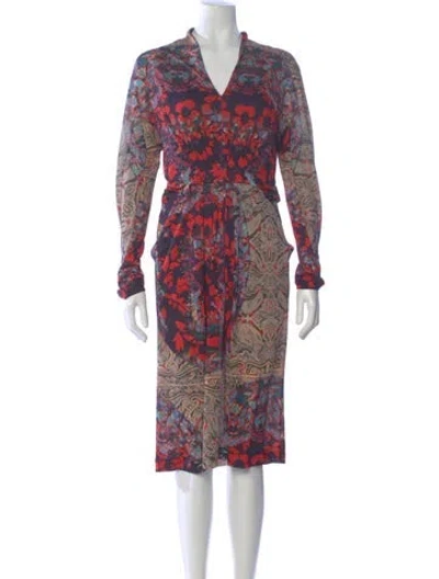 Pre-owned Etro Printed Midi Length Dress In Multi