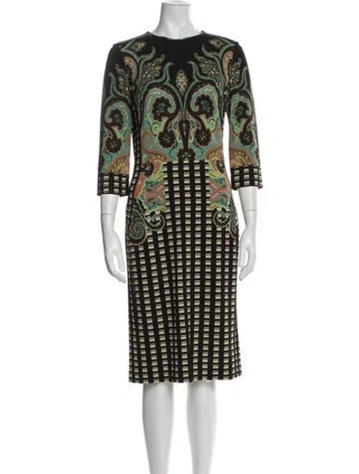 Pre-owned Etro Printed Midi Length Dress In Multi