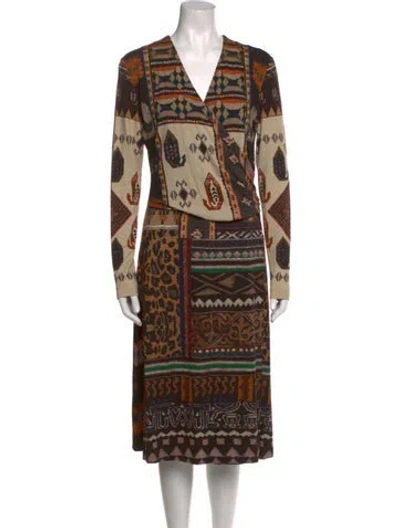 Pre-owned Etro Printed Midi Length Dress In Neutral