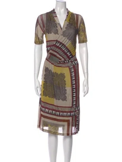 Pre-owned Etro Printed Midi Length Dress In Neutral