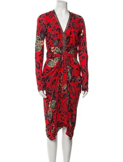 Pre-owned Etro Printed Midi Length Dress In Orange