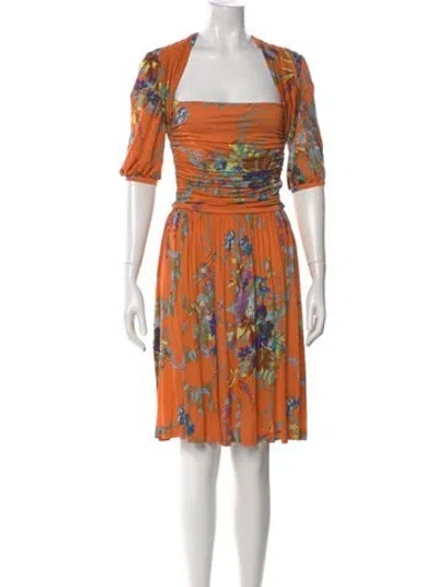 Pre-owned Etro Printed Midi Length Dress In Orange