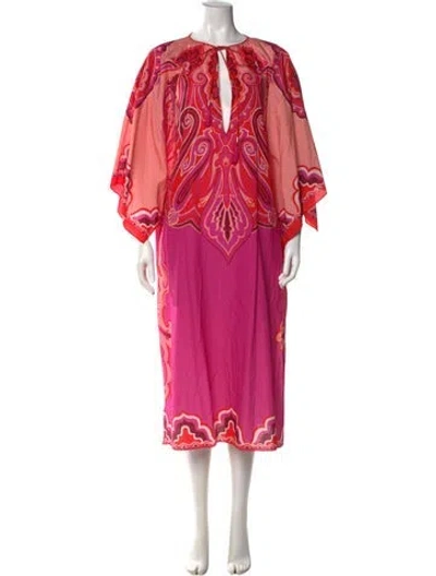 Pre-owned Etro Printed Midi Length Dress In Pink