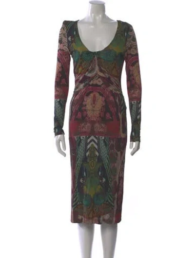 Pre-owned Etro Printed Midi Length Dress In Purple