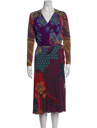 Pre-owned Etro Printed Midi Length Dress In Red