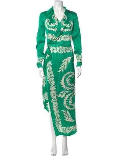 Pre-owned Etro Printed Midi Length Dress W/ Tags In Green