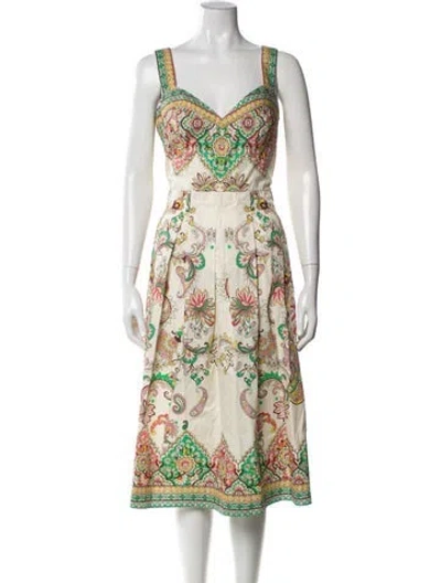 Pre-owned Etro Printed Midi Length Dress W/ Tags In Neutrals