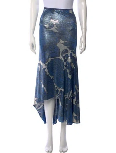 Pre-owned Etro Printed Midi Length Skirt In Blue