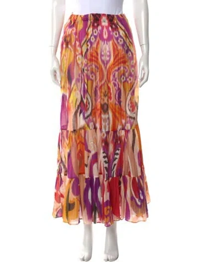Pre-owned Etro Printed Midi Length Skirt In Orange